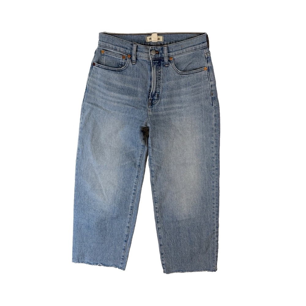 Madewell Women Size 27  The Perfect Vintage Wide Leg Crop Blue Jeans Raw Hem